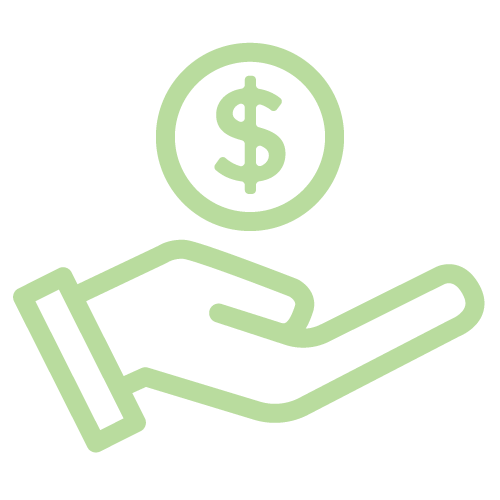 A hand with a coin/dollar sign above it icon.