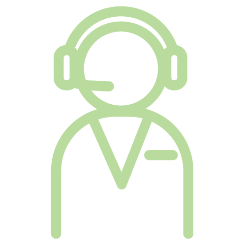 Icon of a human wearing a headset and nametag.